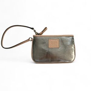 Vintage Coach Metallic Silver Wristlet Clutch